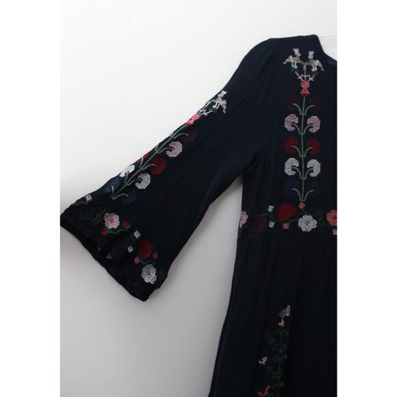 Orange Creek Womens Embroidered Dress Pockets Navy Size M Pre-Owned - Picture 5 of 8